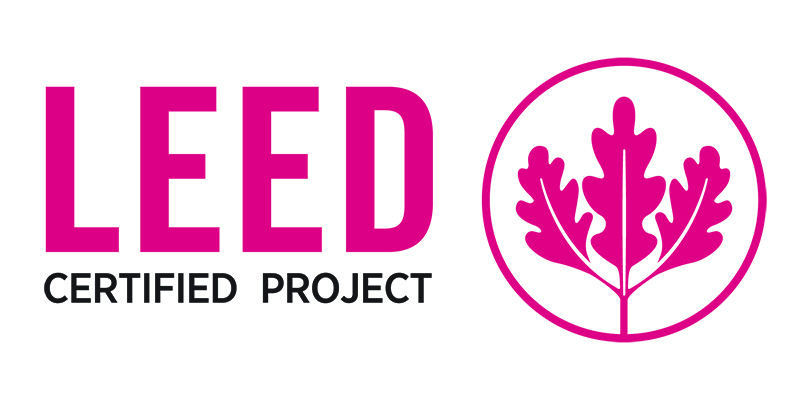 pink LEED certified badge