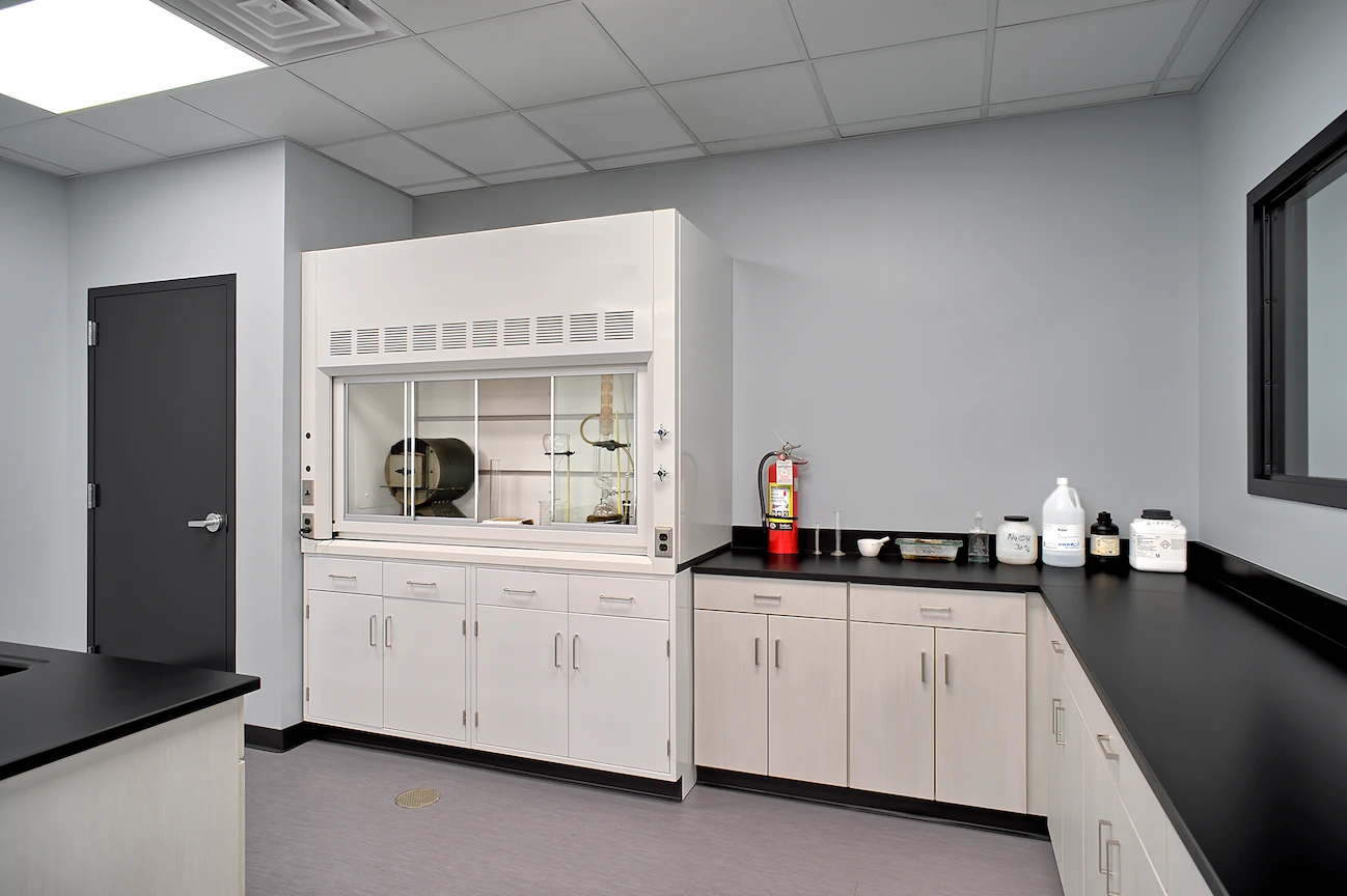 High-performance QA lab design with testing equipment and workstations